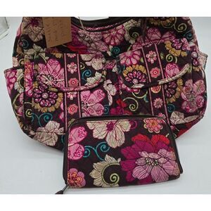 Quilted Floral Shoulder Bag & Wallet Set By Vera Bradley